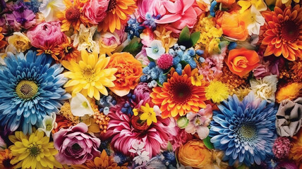 Obraz na płótnie Canvas multicolored flowers light background mix. Generative AI