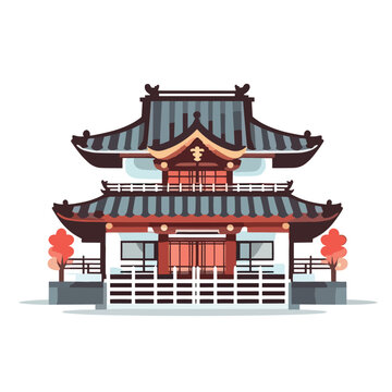 Japanese style house vector illustration isolated