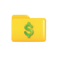 Yellow folder icon with dollar sign. Vector
