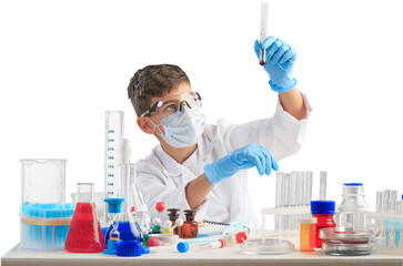 Little child chemistry with water for easy science experimental online class, new normal and...