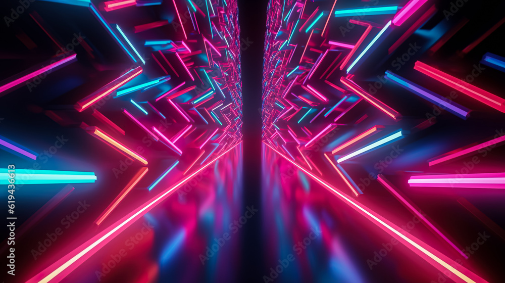 Poster abstract background with neon lights. generative ai