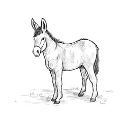 Donkey hand-drawn illustration. Donkey. Vector doodle style cartoon illustration