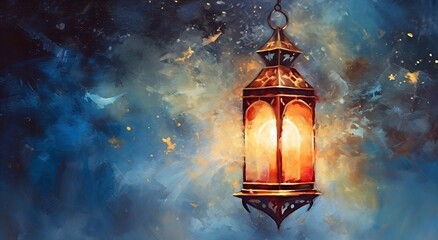 Christmas lantern, winter festive background generative ai