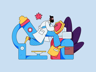 Medical Characters Anti-epidemic Flat Vector Concept Operation Hand Drawn Illustration
