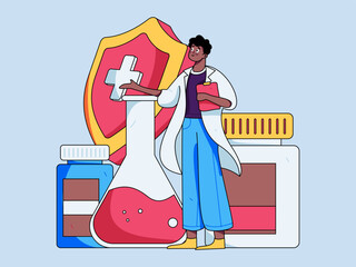 Medical Characters Anti-epidemic Flat Vector Concept Operation Hand Drawn Illustration
