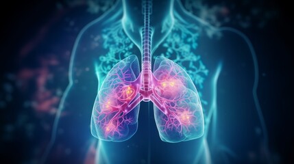 3D rendered illustration of a human lung, Lung cancer, Medical concept, Generative AI