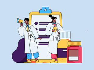 Medical Characters Anti-epidemic Flat Vector Concept Operation Hand Drawn Illustration
