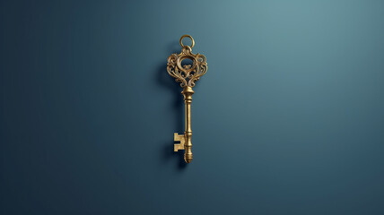 golden key on a solid background idea concept. Generative AI