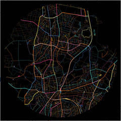 Colorful Map of Norderstedt, Schleswig-Holstein with all major and minor roads.