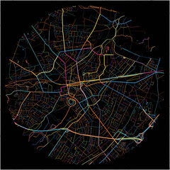 Colorful Map of Delmenhorst, Lower Saxony with all major and minor roads.