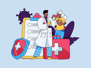 Medical Characters Anti-epidemic Flat Vector Concept Operation Hand Drawn Illustration
