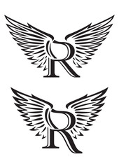 Letter R with wings for your projects