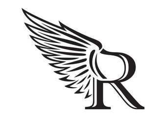 Letter R with wing for your projects