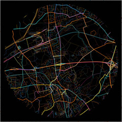 Colorful Map of Castrop-Rauxel, North Rhine-Westphalia with all major and minor roads.
