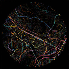 Colorful Map of Troisdorf, North Rhine-Westphalia with all major and minor roads.