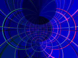 Abstract background in red and blue, with a spectacular rhythm and inserts. Surrealistic image in a modern style. For your art projects and works.
