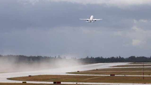 Stockholm, Sweden An airplane lifts from a runway at Arlanda Airport. 