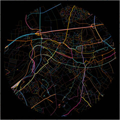 Colorful Map of Eschweiler, North Rhine-Westphalia with all major and minor roads.