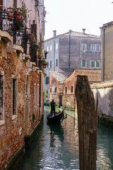 Gondola, on a romantic canal, Venezia, Italy, Europe.