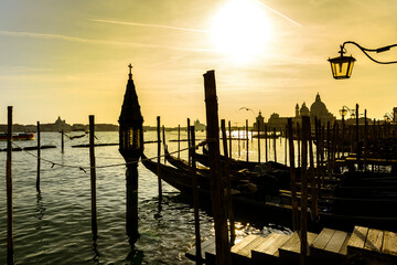 Gondole, Sunset, Venice, Italy, Europe