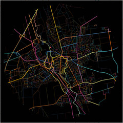Colorful Map of Wolfenbuttel, Lower Saxony with all major and minor roads.