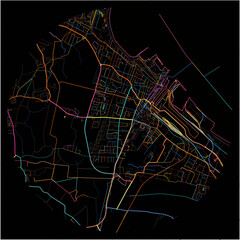 Colorful Map of Cuxhaven, Lower Saxony with all major and minor roads.