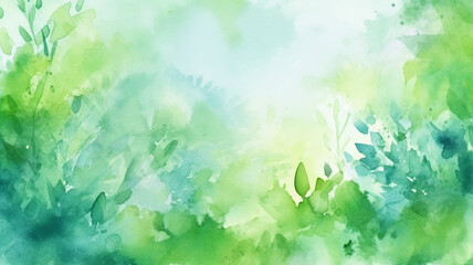 Fototapeta na wymiar green watercolor foliage abstract background. Generative AI. spring eco nature