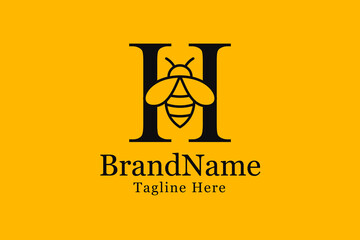 Letter H with Bee logo design template element vector