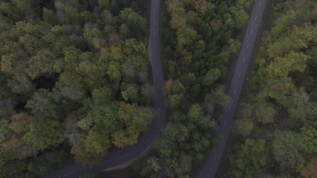 Pass road and Jura rocks at Gempen, drone image in autumn, Dornach, Solothurn, Switzerland, Europe