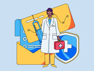 Medical Characters Anti-epidemic Flat Vector Concept Operation Hand Drawn Illustration
