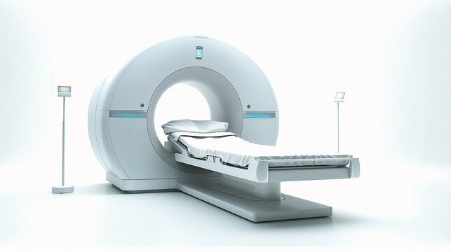 MRI machine on a white background. Generative AI