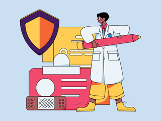 Medical Characters Anti-epidemic Flat Vector Concept Operation Hand Drawn Illustration
