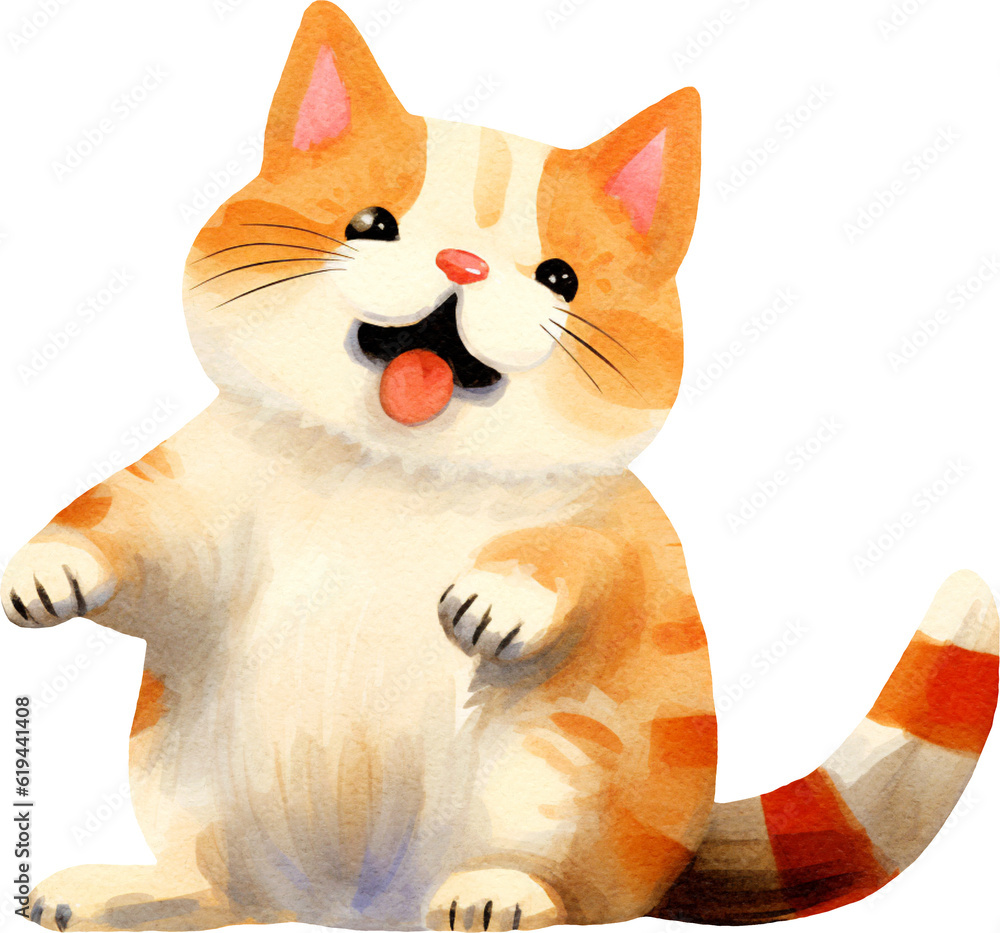 Poster cute kitten illustration created with generative ai technology
