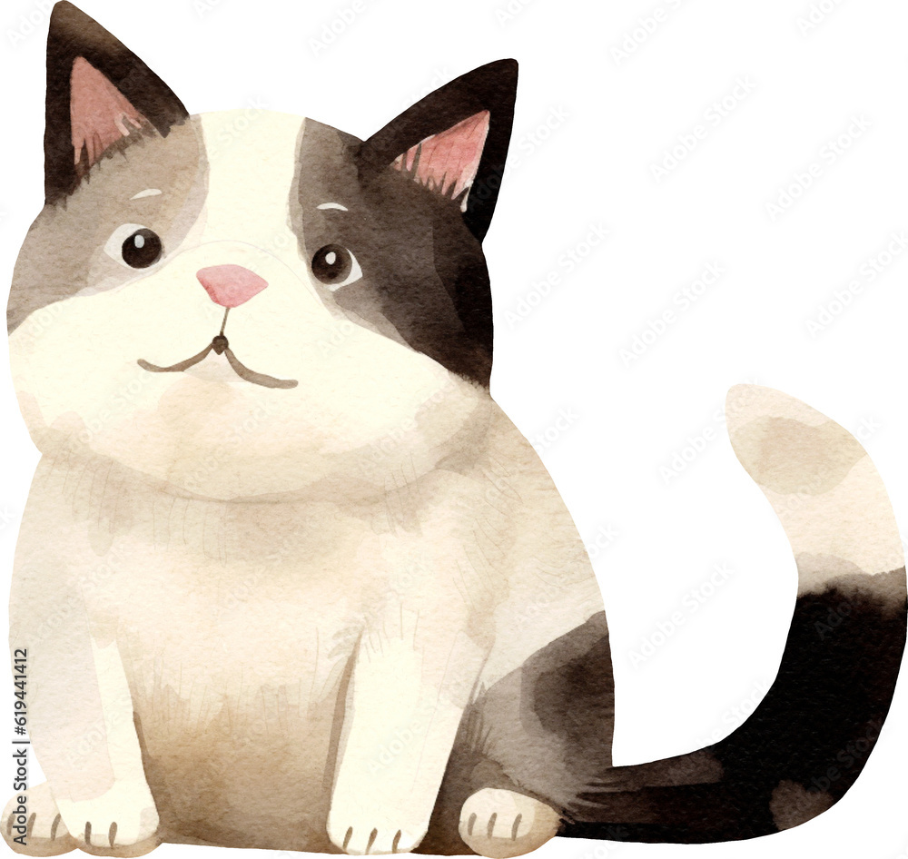Poster cute kitten illustration created with generative ai technology