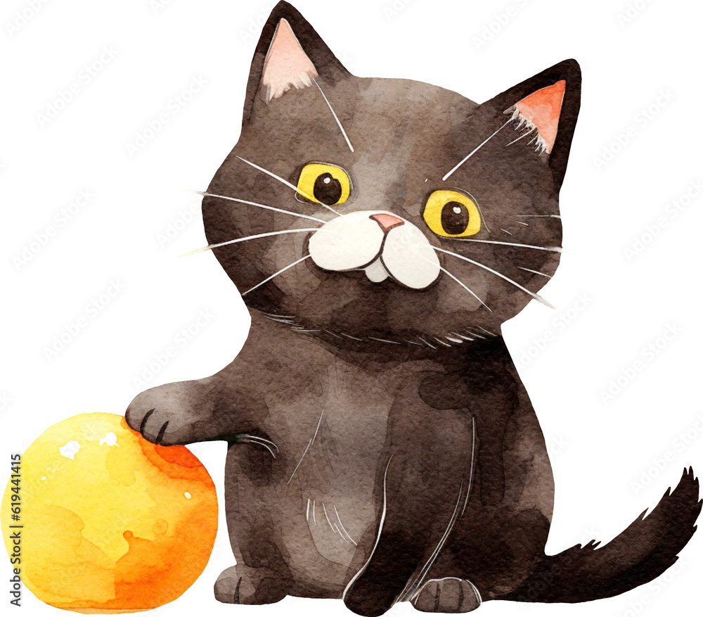 Poster cute kitten illustration created with generative ai technology
