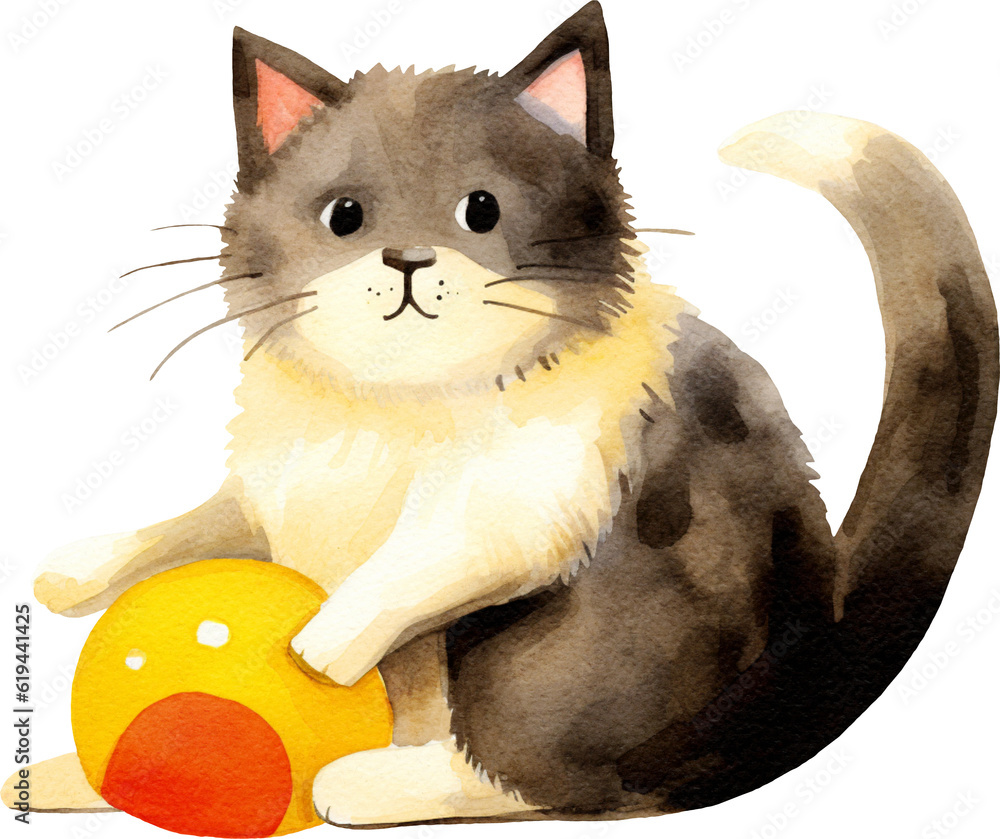Poster cute kitten illustration created with generative ai technology
