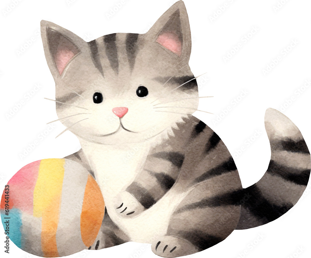 Poster cute kitten illustration created with generative ai technology