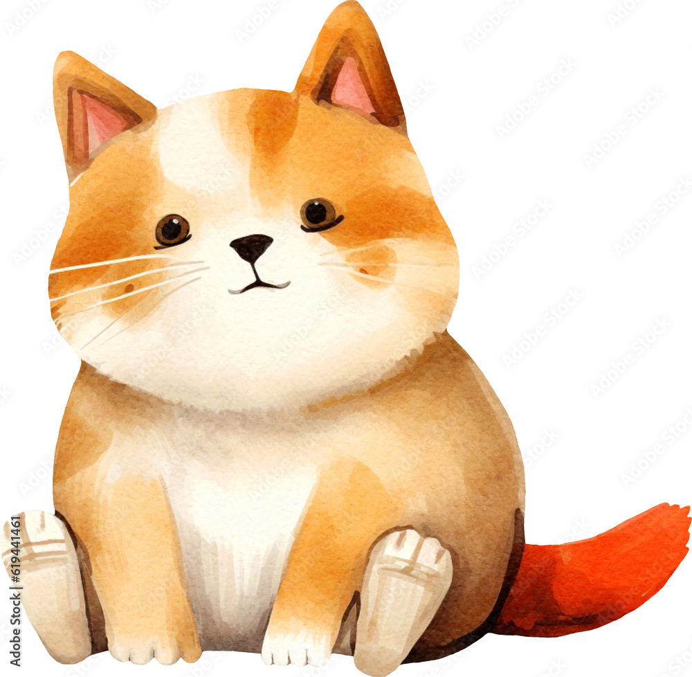 Poster cute kitten illustration created with generative ai technology