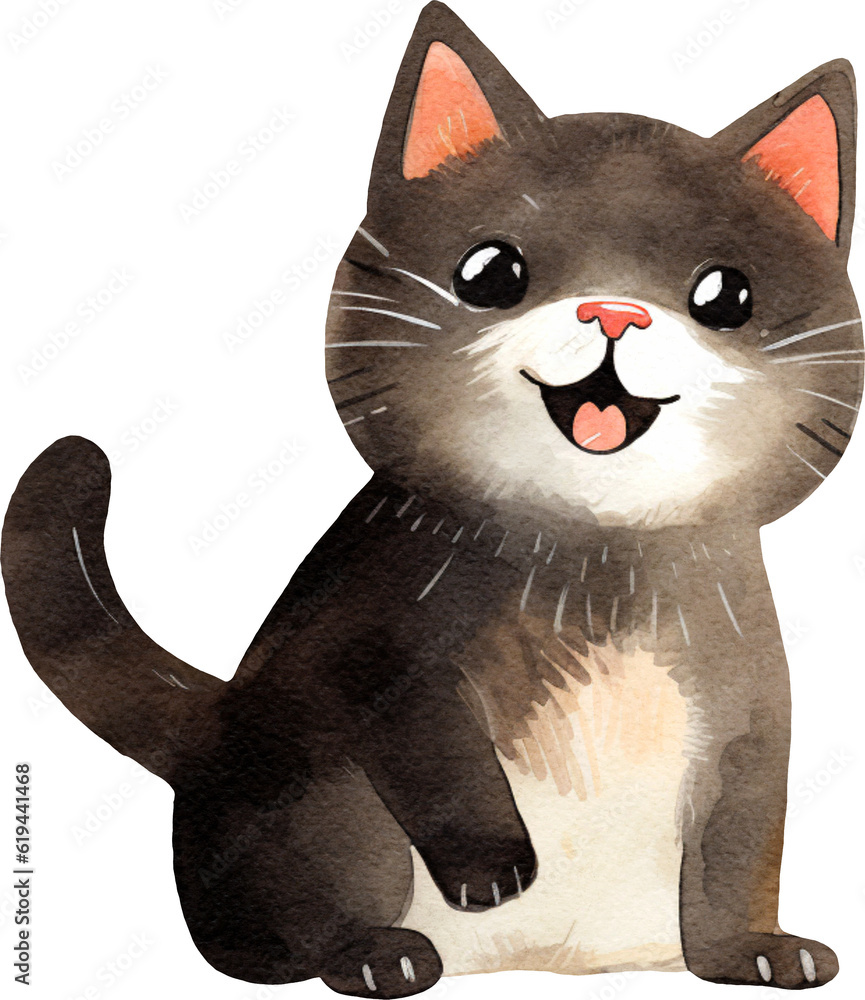 Poster cute kitten illustration created with generative ai technology