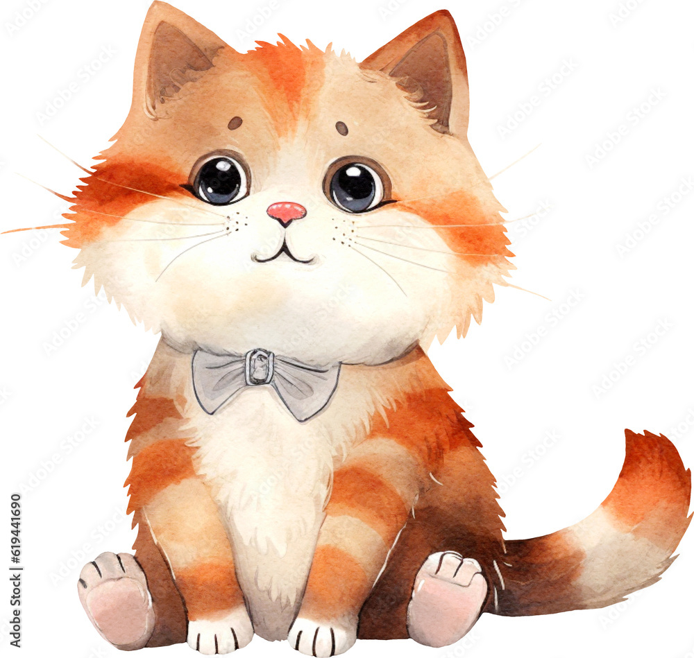 Poster cute kitten illustration created with generative ai technology