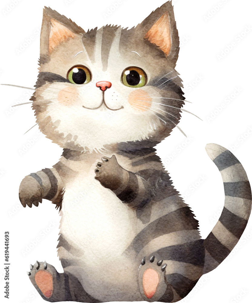 Poster cute kitten illustration created with generative ai technology
