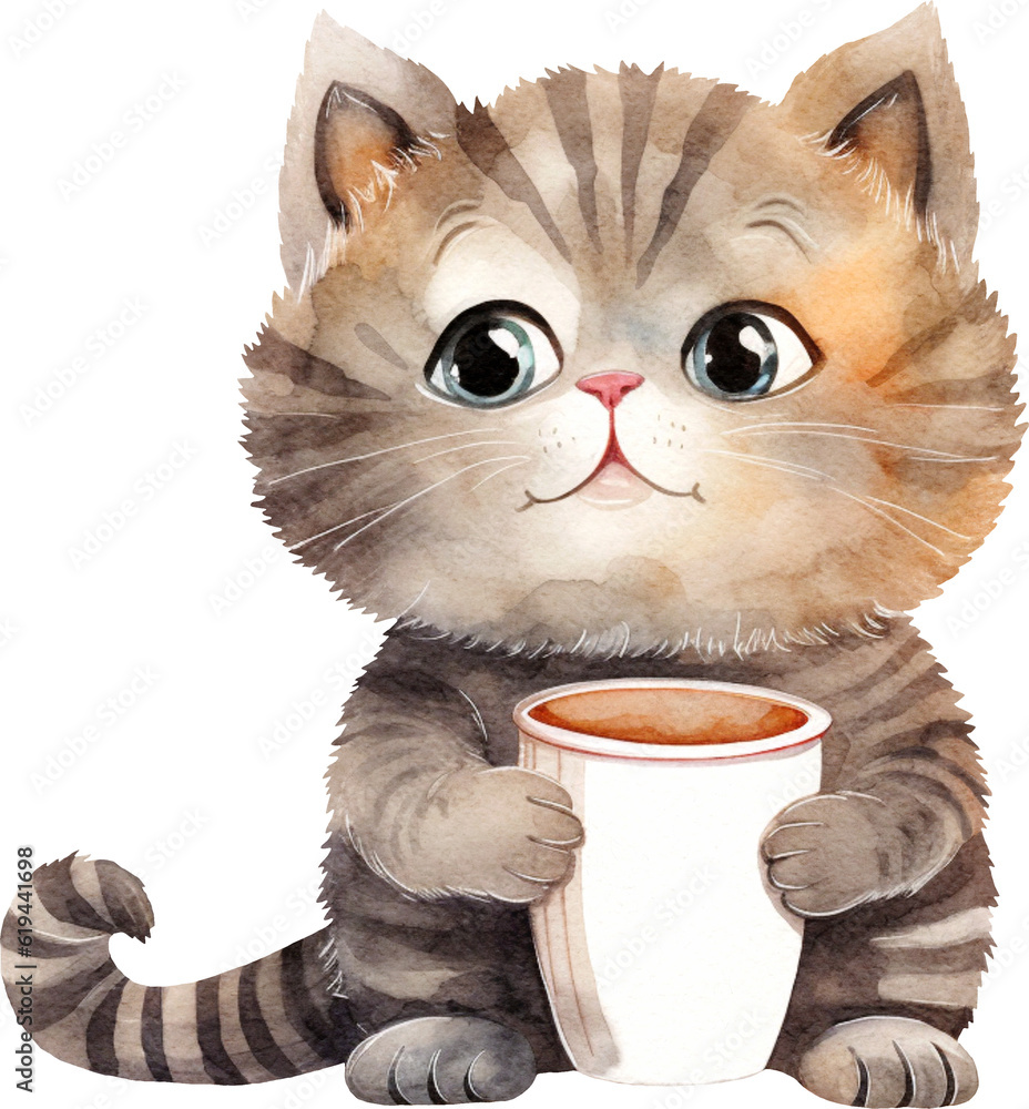 Aufkleber Cute kitten illustration created with Generative AI technology
