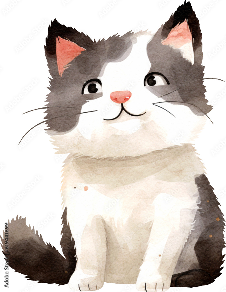 Poster cute kitten illustration created with generative ai technology