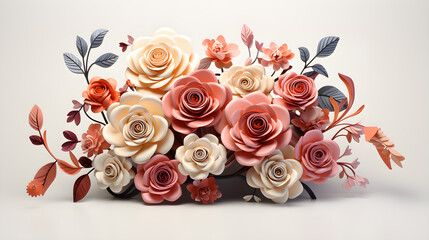 Rose bouquet paper art from Ai generative