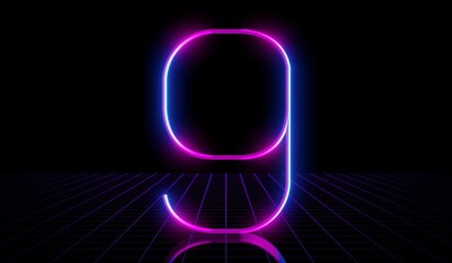 9 - ultraviolet neon number on black background - 3D illustration