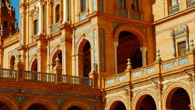 The stunning Plaza de Espana, Seville, Andalusia, Spain, built for the Ibero-American Exposition of 1929, designed by Anibal Gonzalez