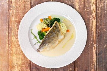 Fresh tasty fish dish with herbs