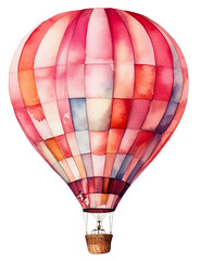 Watercolor illustration of a pink hot air balloon. Ai illustration. Transparent background, png