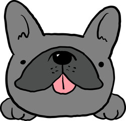 Hand Drawn Cute Cartoon French Bulldog Head Character