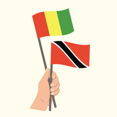 Flags of Guinea and Trinidad and Tobago, Hand Holding flags